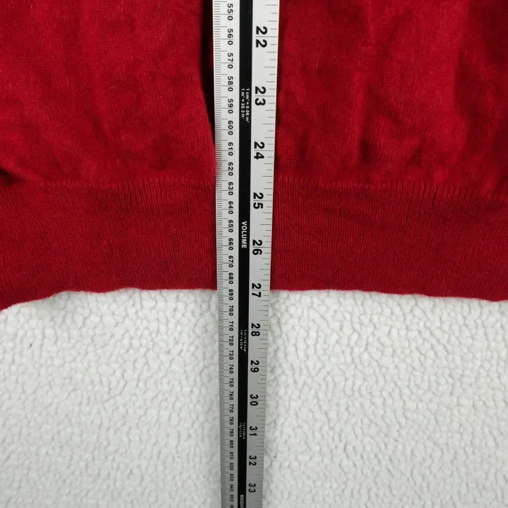 Black Brown Sweater Mens Large Red Cashmere Lightweight V Neck Preppy - Picture 6 of 12